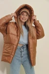 Kapüşonlu Dış Cepli Puffer Fashion Oversize Şişme Mont