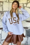 Bisiklet Yaka İçi Şardonlu Oversize Sweatshirt