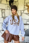 Bisiklet Yaka İçi Şardonlu Oversize Sweatshirt