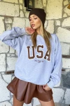 Bisiklet Yaka İçi Şardonlu Oversize Sweatshirt