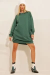 Bisiklet Yaka Oversize Sweatshirt Elbise