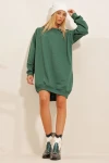 Bisiklet Yaka Oversize Sweatshirt Elbise