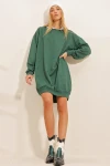 Bisiklet Yaka Oversize Sweatshirt Elbise