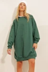 Bisiklet Yaka Oversize Sweatshirt Elbise