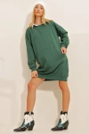 Bisiklet Yaka Oversize Sweatshirt Elbise