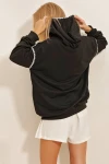 Kapüşonlu Çoban Dikişli Oversize Sweatshirt