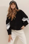 Hooded Zipper Sleeves Color Block Oversized Plush Sweatshirt