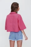 Crop Poplin Shirt With Envelope Pocket