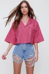 Crop Poplin Shirt With Envelope Pocket