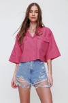 Crop Poplin Shirt With Envelope Pocket