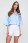 Crop Poplin Shirt With Envelope Pocket