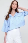 Crop Poplin Shirt With Envelope Pocket