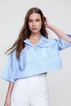 Crop Poplin Shirt With Envelope Pocket