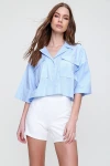 Crop Poplin Shirt With Envelope Pocket