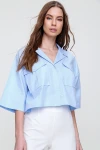 Crop Poplin Shirt With Envelope Pocket